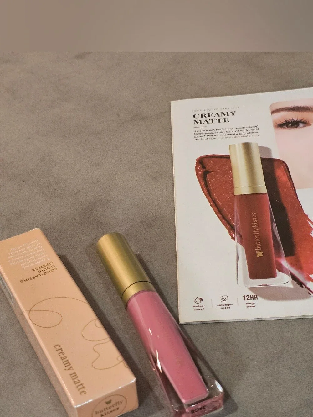 Butterfly Kisses Matte Creamy Lipstick - Longwear Waterproof - (ROSE)